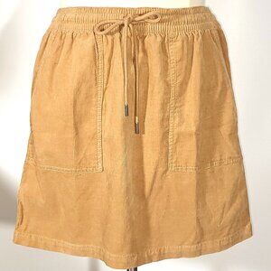 Ann Taylor LOFT Tan Corduroy Straight Skirt Elastic Drawstring Waist Size Small